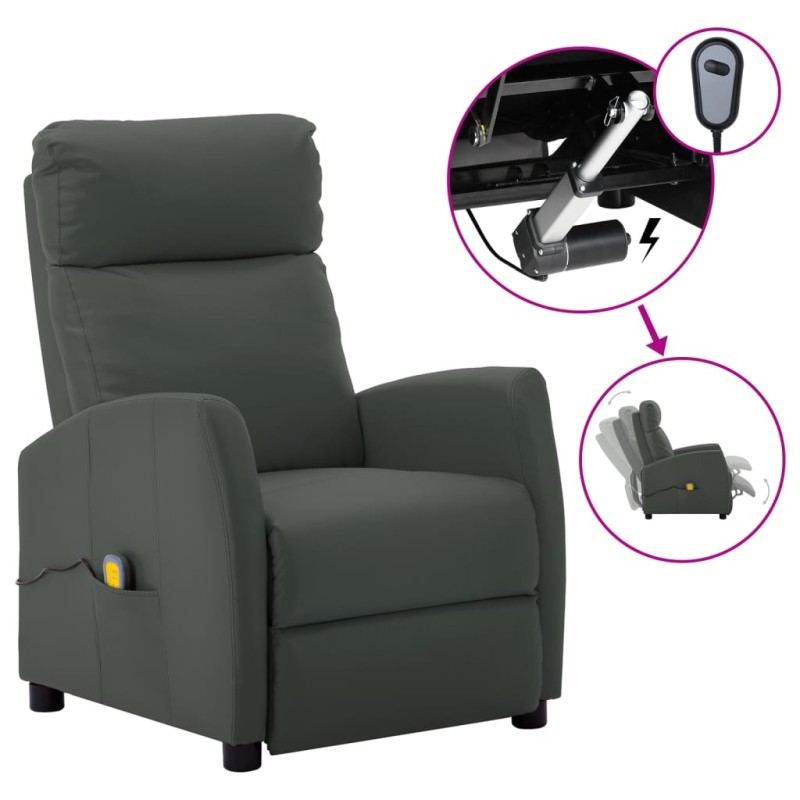 Massagesessel Elektrisch Grau Kunstleder Massagesessel Elektrisch Grau Kunstleder