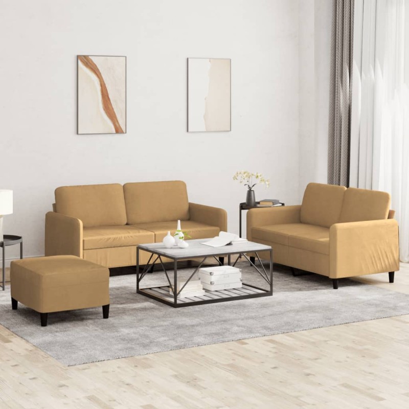 vidaXL 3-tlg. Sofagarnitur Braun Samt vidaXL 3-tlg. Sofagarnitur Braun Samt