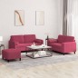 vidaXL 3-tlg. Sofagarnitur mit Kissen Weinrot Samt vidaXL 3-tlg. Sofagarnitur mit Kissen Weinrot Samt