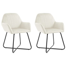 vidaXL Esszimmerstühle 2 Stk. Creme Samt