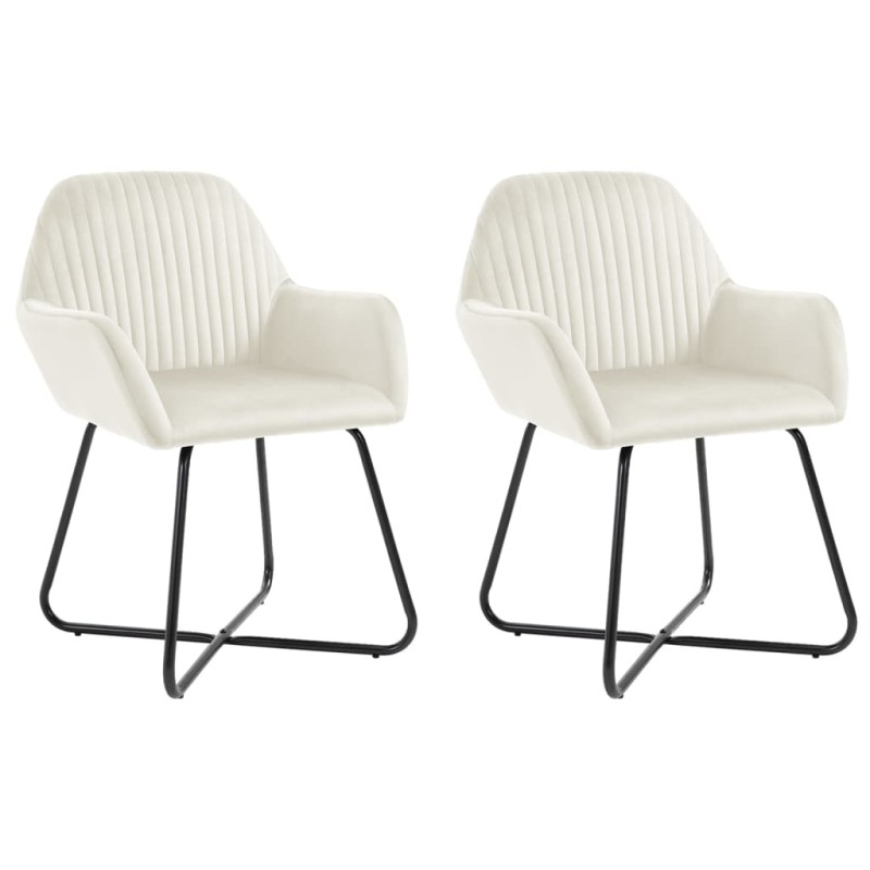 vidaXL Esszimmerstühle 2 Stk. Creme Samt vidaXL Esszimmerstühle 2 Stk. Creme Samt