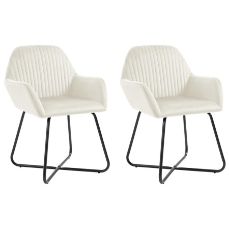 vidaXL Esszimmerstühle 2 Stk. Creme Samt