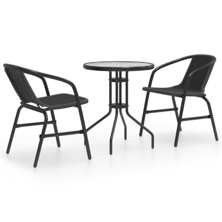 vidaXL 3-tlg. Garten-Essgruppe Schwarz 