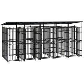 vidaXL Outdoor-Hundezwinger mit Dach Stahl 9,22 m² 