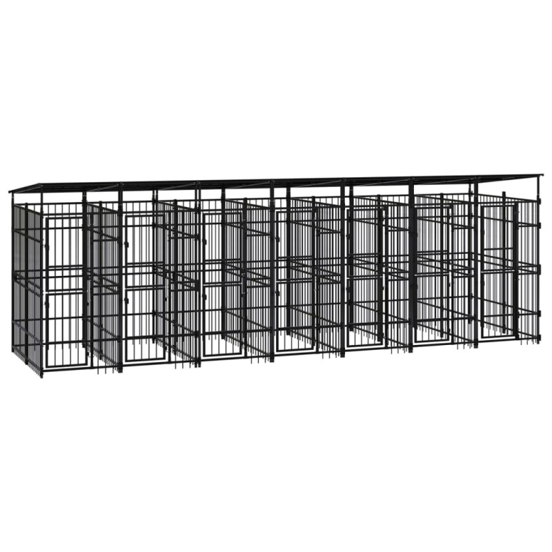 vidaXL Outdoor-Hundezwinger mit Dach Stahl 12,9 m² vidaXL Outdoor-Hundezwinger mit Dach Stahl 12,9 m²
