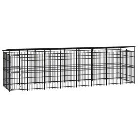 vidaXL Outdoor-Hundezwinger mit Dach Stahl 14,75 m² 