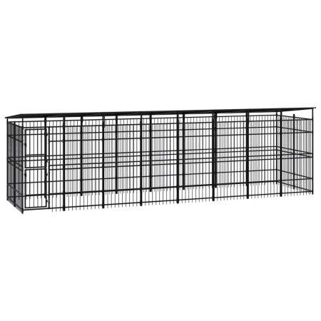 vidaXL Outdoor-Hundezwinger mit Dach Stahl 14,75 m² 