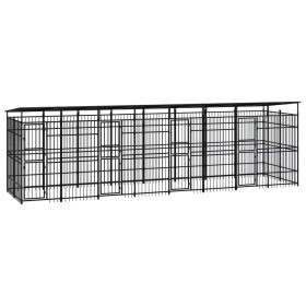 vidaXL Outdoor-Hundezwinger mit Dach Stahl 14,75 m² 