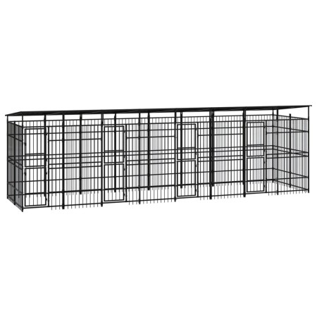 vidaXL Outdoor-Hundezwinger mit Dach Stahl 14,75 m² 