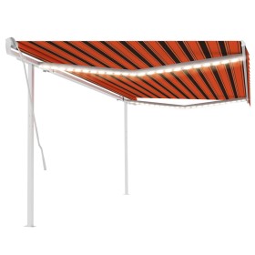 vidaXL Markise Manuell Einziehbar mit LED 5x3 m Orange und Braun