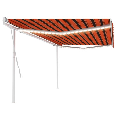 vidaXL Markise Manuell Einziehbar mit LED 5x3 m Orange und Braun