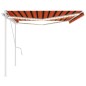 vidaXL Markise Manuell Einziehbar mit LED 5x3 m Orange und Braun vidaXL Markise Manuell Einziehbar mit LED 5x3 m Orange und Braun