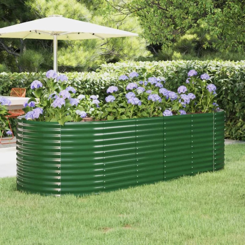 vidaXL Hochbeet Pulverbeschichteter Stahl 249x100x68 cm Grün vidaXL Hochbeet Pulverbeschichteter Stahl 249x100x68 cm Grün