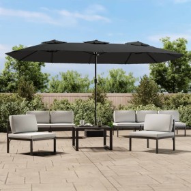 vidaXL Doppelsonnenschirm mit LEDs Anthrazit 449x245 cm