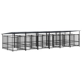 vidaXL Outdoor-Hundezwinger mit Dach Stahl 11,26 m²