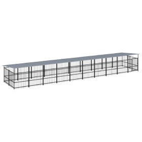vidaXL Outdoor-Hundezwinger mit Dach Stahl 18,77 m²