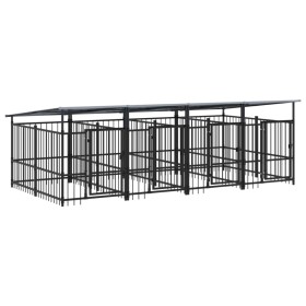 vidaXL Outdoor-Hundezwinger mit Dach Stahl 7,51 m²