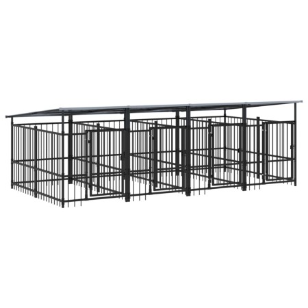 vidaXL Outdoor-Hundezwinger mit Dach Stahl 7,51 m²