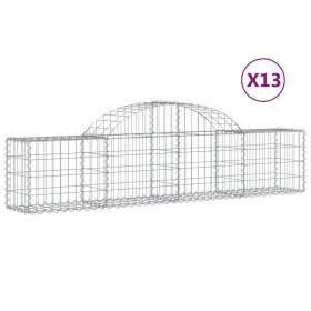 vidaXL Gabionen mit Hochbogen 13 Stk. 200x30x40/60 cm Verzinktes Eisen