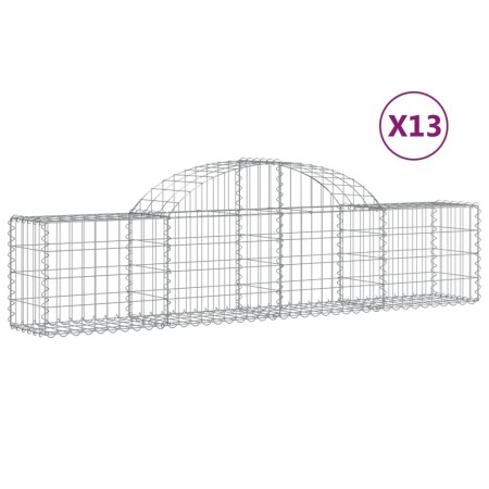 vidaXL Gabionen mit Hochbogen 13 Stk. 200x30x40/60 cm Verzinktes Eisen