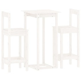 vidaXL 3-tlg. Bar-Set Weiß Massivholz Kiefer
