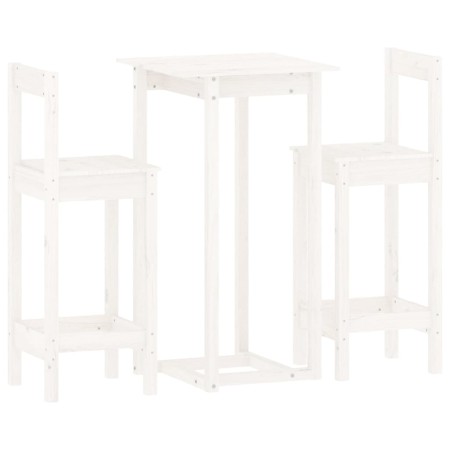 vidaXL 3-tlg. Bar-Set Weiß Massivholz Kiefer