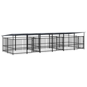 vidaXL Outdoor-Hundezwinger mit Dach Stahl 11,26 m²