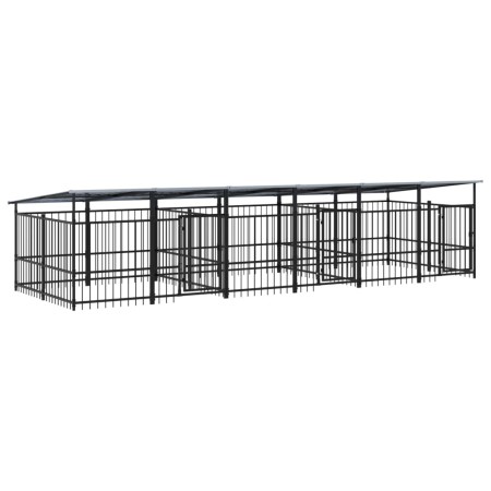 vidaXL Outdoor-Hundezwinger mit Dach Stahl 11,26 m²