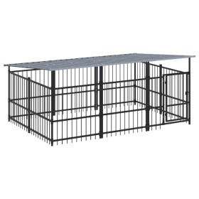 vidaXL Outdoor-Hundezwinger mit Dach Stahl 5,63 m²