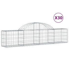 vidaXL Gabionen mit Hochbogen 30 Stk. 200x30x40/60 cm Verzinktes Eisen