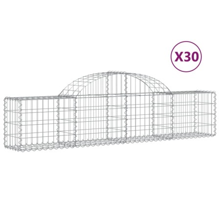 vidaXL Gabionen mit Hochbogen 30 Stk. 200x30x40/60 cm Verzinktes Eisen