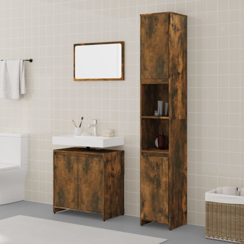 vidaXL 3-tlg. Badmöbel-Set Räuchereiche Holzwerkstoff vidaXL 3-tlg. Badmöbel-Set Räuchereiche Holzwerkstoff