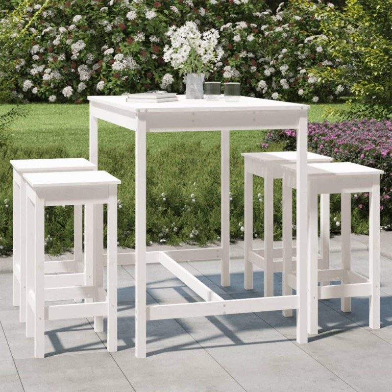 vidaXL 5-tlg. Gartenbar-Set Weiß Massivholz Kiefer vidaXL 5-tlg. Gartenbar-Set Weiß Massivholz Kiefer