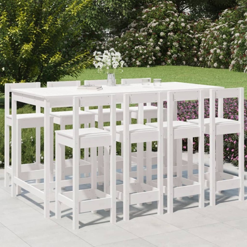 vidaXL 9-tlg. Gartenbar-Set Weiß Massivholz Kiefer vidaXL 9-tlg. Gartenbar-Set Weiß Massivholz Kiefer