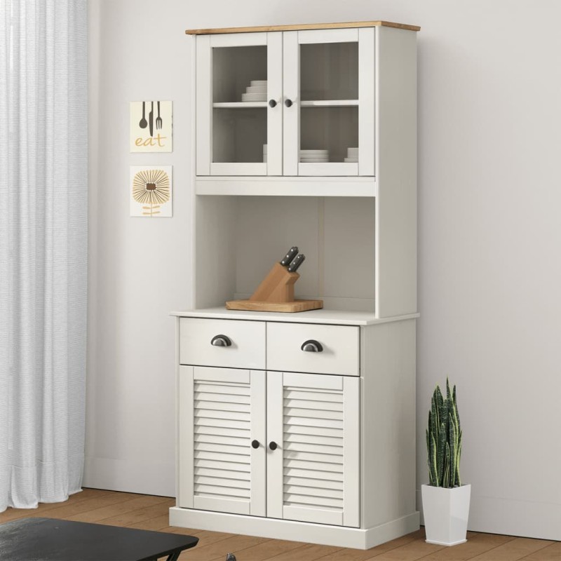vidaXL Highboard VIGO Weiß 78x40x175 cm Massivholz Kiefer vidaXL Highboard VIGO Weiß 78x40x175 cm Massivholz Kiefer
