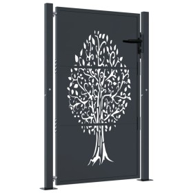 vidaXL Gartentor Anthrazit 105x130 cm Stahl Baum-Design