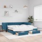 vidaXL Tagesbett Ausziehbar mit Schubladen Blau 100x200 cm Samt vidaXL Tagesbett Ausziehbar mit Schubladen Blau 100x200 cm Samt