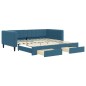 vidaXL Tagesbett Ausziehbar mit Schubladen Blau 100x200 cm Samt vidaXL Tagesbett Ausziehbar mit Schubladen Blau 100x200 cm Samt