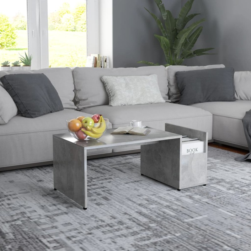 vidaXL Couchtisch Betongrau 90x45x35 cm Holzwerkstoff vidaXL Couchtisch Betongrau 90x45x35 cm Holzwerkstoff