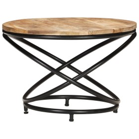 vidaXL Couchtisch Schwarz 60x60x40 cm Raues Mango-Massivholz