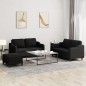 vidaXL 3-tlg. Sofagarnitur mit Kissen Schwarz Stoff vidaXL 3-tlg. Sofagarnitur mit Kissen Schwarz Stoff