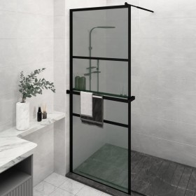 vidaXL Duschwand mit Ablage für Walk-In-Dusche Schwarz 80x195 cm ESG