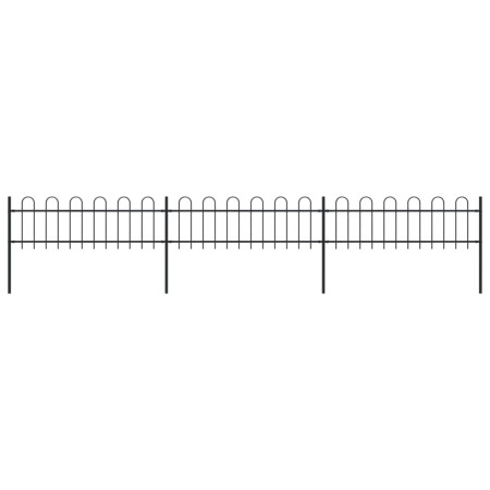 vidaXL Gartenzaun mit Bügel-Design Stahl 5,1 x 0,6 m Schwarz