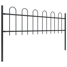 vidaXL Gartenzaun mit Bügel-Design Stahl 5,1 x 0,6 m Schwarz