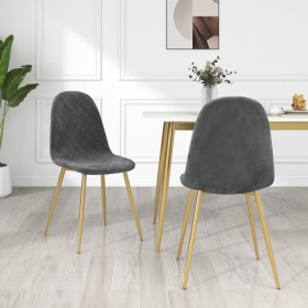 vidaXL Esszimmerstühle 2 Stk. Dunkelgrau Samt