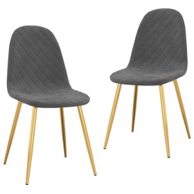 vidaXL Esszimmerstühle 2 Stk. Dunkelgrau Samt