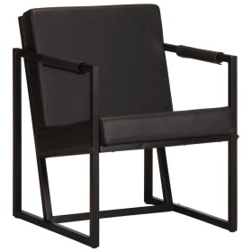 vidaXL Sessel Schwarz Echtleder