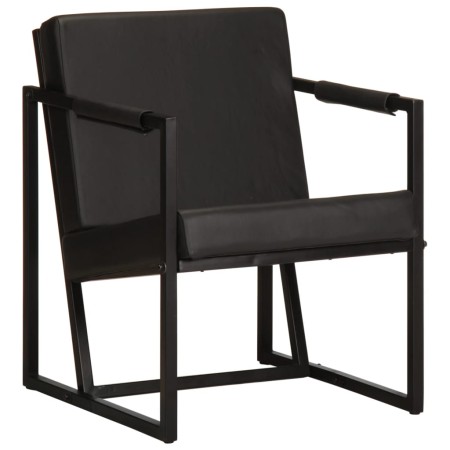 vidaXL Sessel Schwarz Echtleder