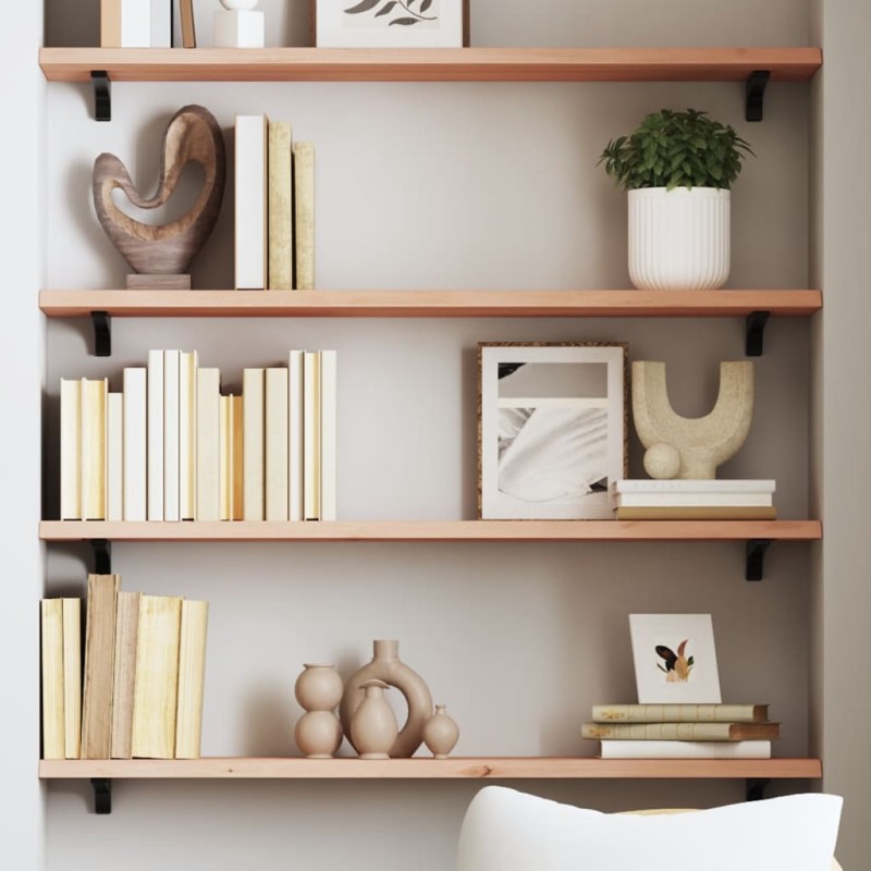 vidaXL Wandregal 80x20x2 cm Massivholz Eiche Unbehandelt vidaXL Wandregal 80x20x2 cm Massivholz Eiche Unbehandelt