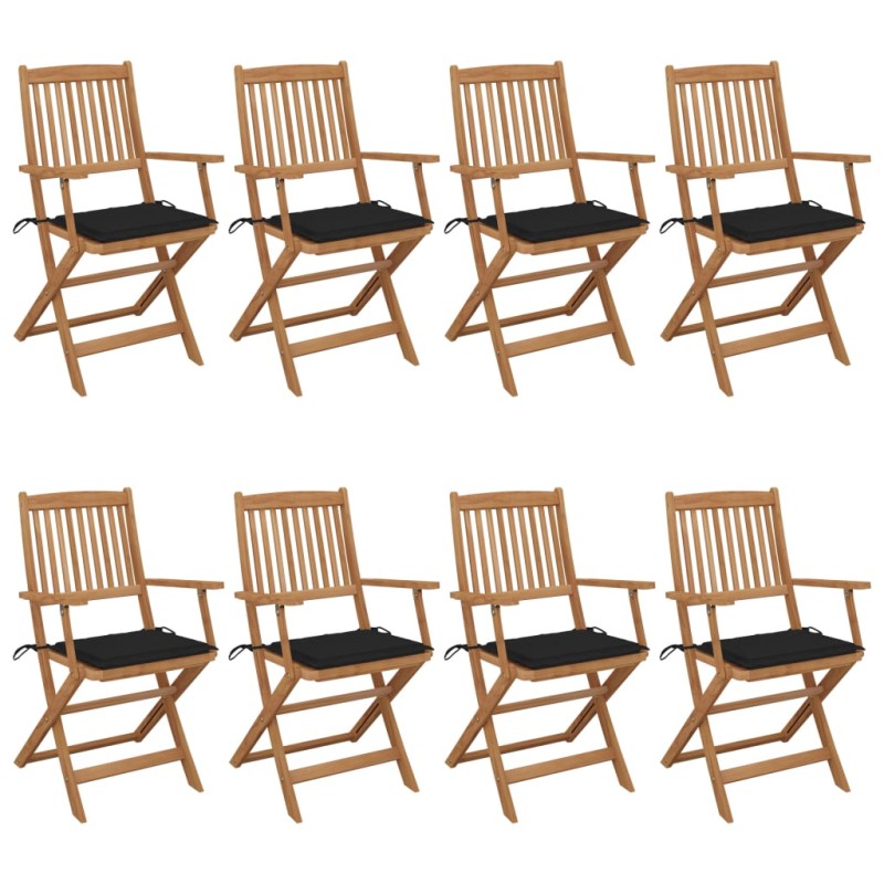 vidaXL Klappbare Gartenstühle 8 Stk. mit Kissen Massivholz Akazie vidaXL Klappbare Gartenstühle 8 Stk. mit Kissen Massivholz Akazie